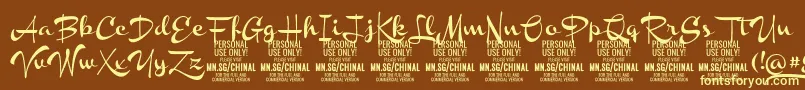 フォントChinalboldPersonalUse – 黄色のフォント、茶色の背景