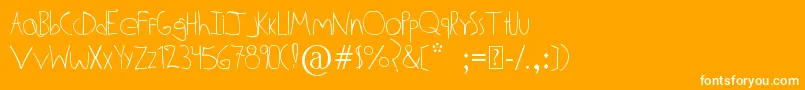 AldoDattoli-Schriftart – Weiße Schriften auf orangefarbenem Hintergrund