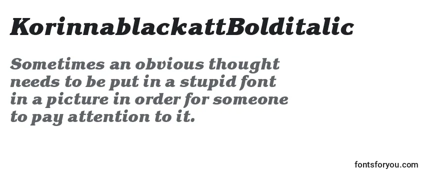 Review of the KorinnablackattBolditalic Font