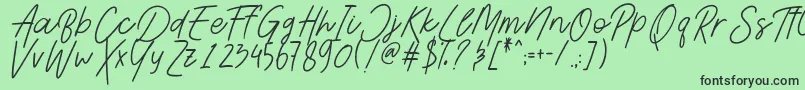 AesthetikScriptDemo-fontti – mustat fontit vihreällä taustalla