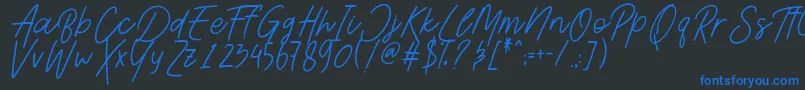 Шрифт AesthetikScriptDemo – синие шрифты на чёрном фоне