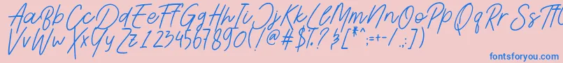 AesthetikScriptDemo-Schriftart – Blaue Schriften auf rosa Hintergrund
