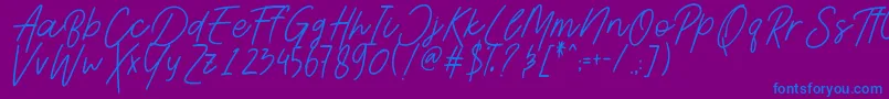 Шрифт AesthetikScriptDemo – синие шрифты на фиолетовом фоне