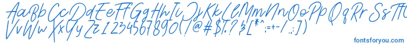Шрифт AesthetikScriptDemo – синие шрифты на белом фоне