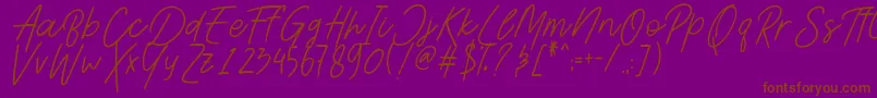 Шрифт AesthetikScriptDemo – коричневые шрифты на фиолетовом фоне