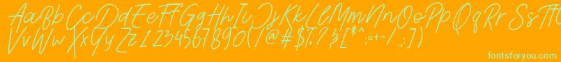 AesthetikScriptDemo-Schriftart – Grüne Schriften auf orangefarbenem Hintergrund