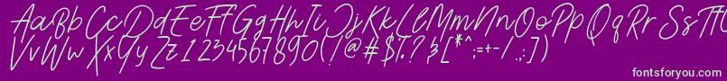フォントAesthetikScriptDemo – 紫の背景に緑のフォント