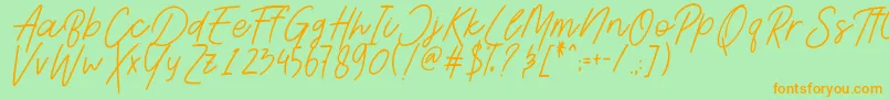 Шрифт AesthetikScriptDemo – оранжевые шрифты на зелёном фоне