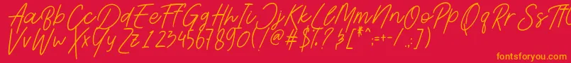 AesthetikScriptDemo-Schriftart – Orangefarbene Schriften auf rotem Hintergrund