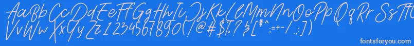 フォントAesthetikScriptDemo – ピンクの文字、青い背景