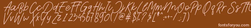AesthetikScriptDemo-fontti – vaaleanpunaiset fontit ruskealla taustalla