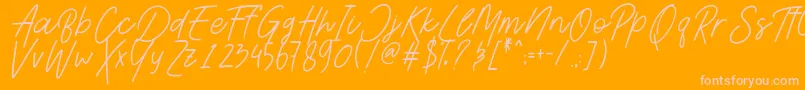 AesthetikScriptDemo-fontti – vaaleanpunaiset fontit oranssilla taustalla