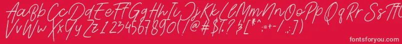 AesthetikScriptDemo-fontti – vaaleanpunaiset fontit punaisella taustalla