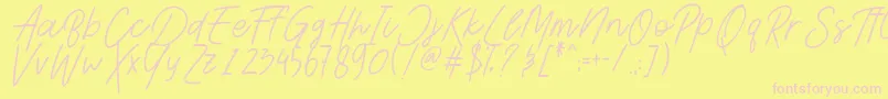 AesthetikScriptDemo-fontti – vaaleanpunaiset fontit keltaisella taustalla