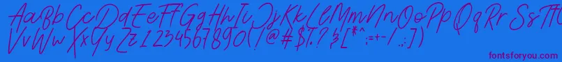 Шрифт AesthetikScriptDemo – фиолетовые шрифты на синем фоне