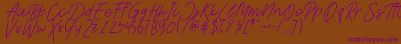 Шрифт AesthetikScriptDemo – фиолетовые шрифты на коричневом фоне