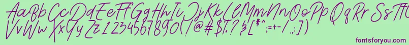 Шрифт AesthetikScriptDemo – фиолетовые шрифты на зелёном фоне