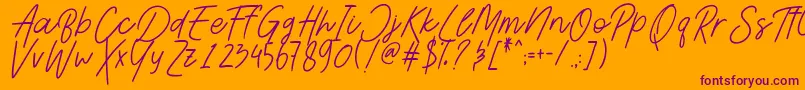Шрифт AesthetikScriptDemo – фиолетовые шрифты на оранжевом фоне