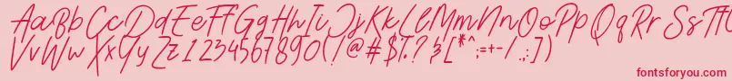 フォントAesthetikScriptDemo – ピンクの背景に赤い文字