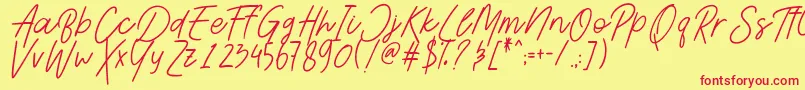 Шрифт AesthetikScriptDemo – красные шрифты на жёлтом фоне