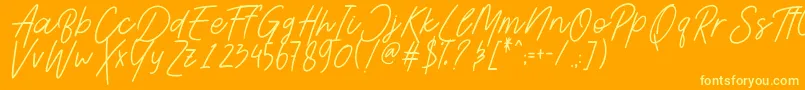 AesthetikScriptDemo-fontti – keltaiset fontit oranssilla taustalla