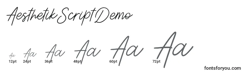 Размеры шрифта AesthetikScriptDemo