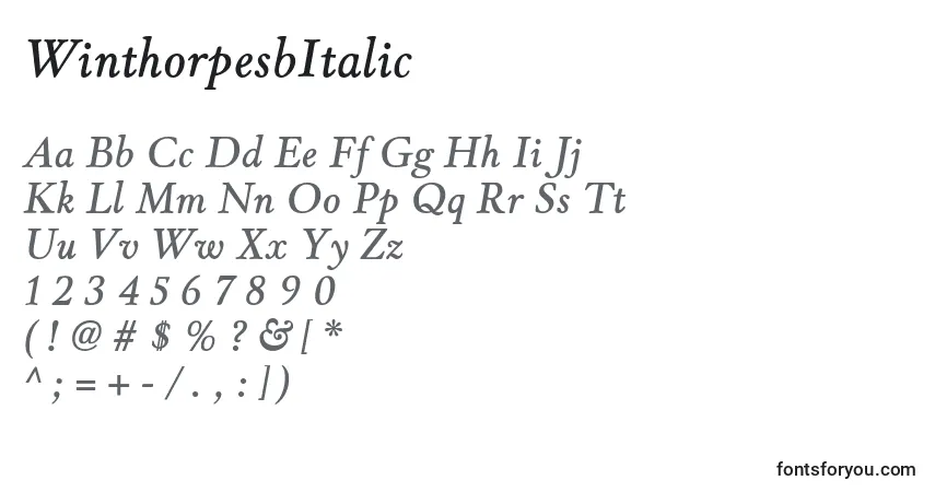 Шрифт WinthorpesbItalic – алфавит, цифры, специальные символы