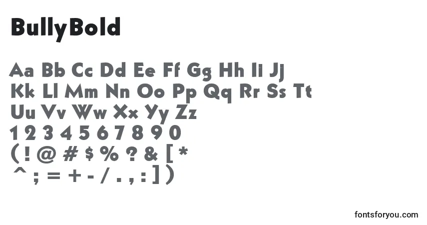 Шрифт BullyBold – алфавит, цифры, специальные символы