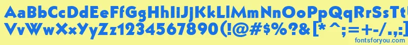 フォントBullyBold – 青い文字が黄色の背景にあります。