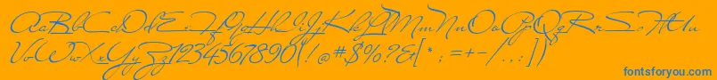 MissStanfort-Schriftart – Blaue Schriften auf orangefarbenem Hintergrund