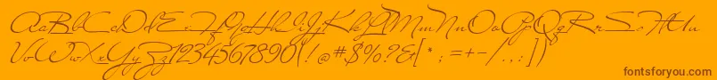 MissStanfort-Schriftart – Braune Schriften auf orangefarbenem Hintergrund