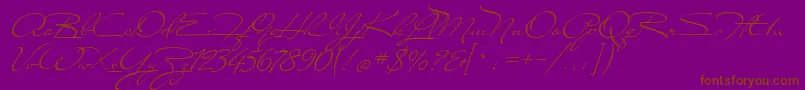 MissStanfort-Schriftart – Braune Schriften auf violettem Hintergrund