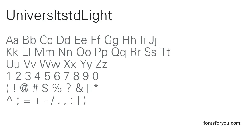 Schriftart UniversltstdLight – Alphabet, Zahlen, spezielle Symbole