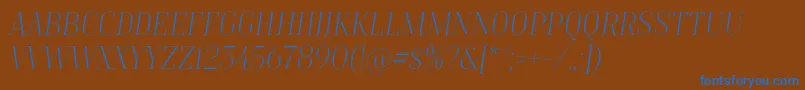 TtMoonsThinItalicDemo-Schriftart – Blaue Schriften auf braunem Hintergrund