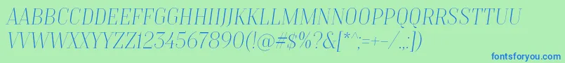 TtMoonsThinItalicDemo Font – Blue Fonts on Green Background