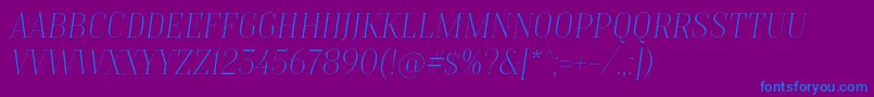 TtMoonsThinItalicDemo Font – Blue Fonts on Purple Background