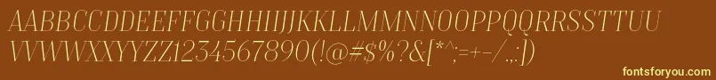 TtMoonsThinItalicDemo Font – Yellow Fonts on Brown Background