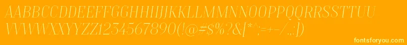 TtMoonsThinItalicDemo Font – Yellow Fonts on Orange Background