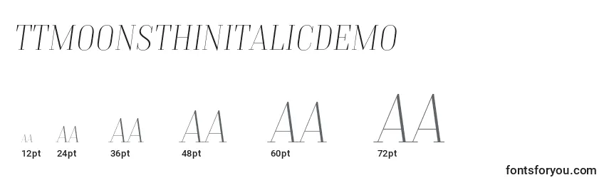 TtMoonsThinItalicDemo Font Sizes