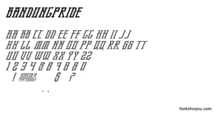 BandungPride-fontti – aakkoset, numerot, erikoismerkit