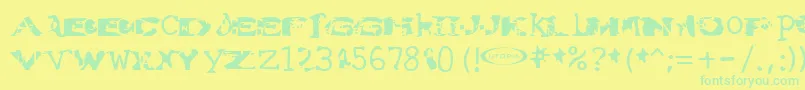 Watertorture-Schriftart – Grüne Schriften auf gelbem Hintergrund