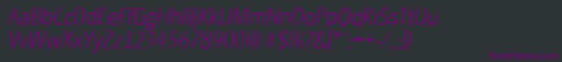 Fonte GlasgowserialXlightItalic – fontes roxas em um fundo preto