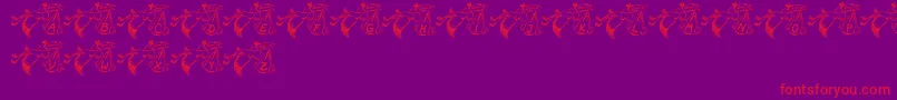 Storch-Schriftart – Rote Schriften auf violettem Hintergrund