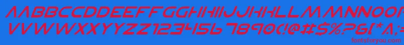 PlanetNsItalic Font – Red Fonts on Blue Background