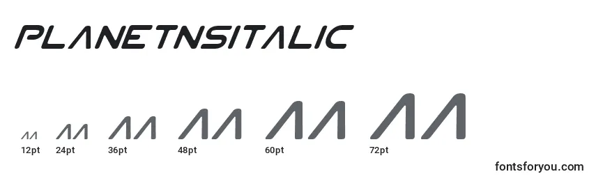 Размеры шрифта PlanetNsItalic
