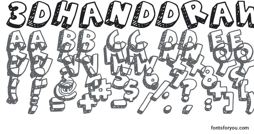 A fonte 3DHandDrawns – alfabeto, números, caracteres especiais