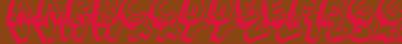 フォント3DHandDrawns – 赤い文字が茶色の背景にあります。
