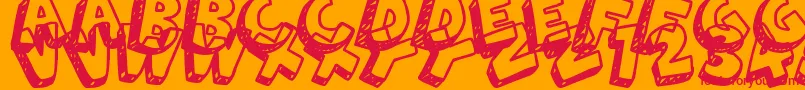 Czcionka 3DHandDrawns – czerwone czcionki na pomarańczowym tle