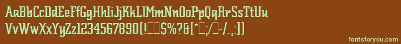 フォントScriptekLetPlain.1.0 – 緑色の文字が茶色の背景にあります。