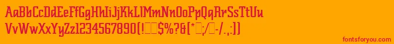 Czcionka ScriptekLetPlain.1.0 – czerwone czcionki na pomarańczowym tle
